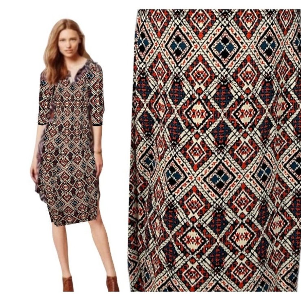 Dress sweater boho fashion style red black midi
